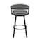 Armen Living Bronson 29" Bar Height Swivel Bar Stool in Black Finish and Gray Faux Leather 721535761890 - alternate 8